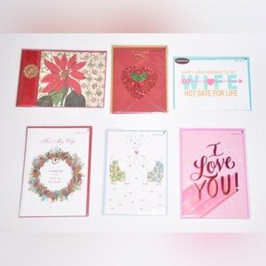 (6) Papyrus Lot Wife Greeting Cards Anniversary Love Christmas Sealed New